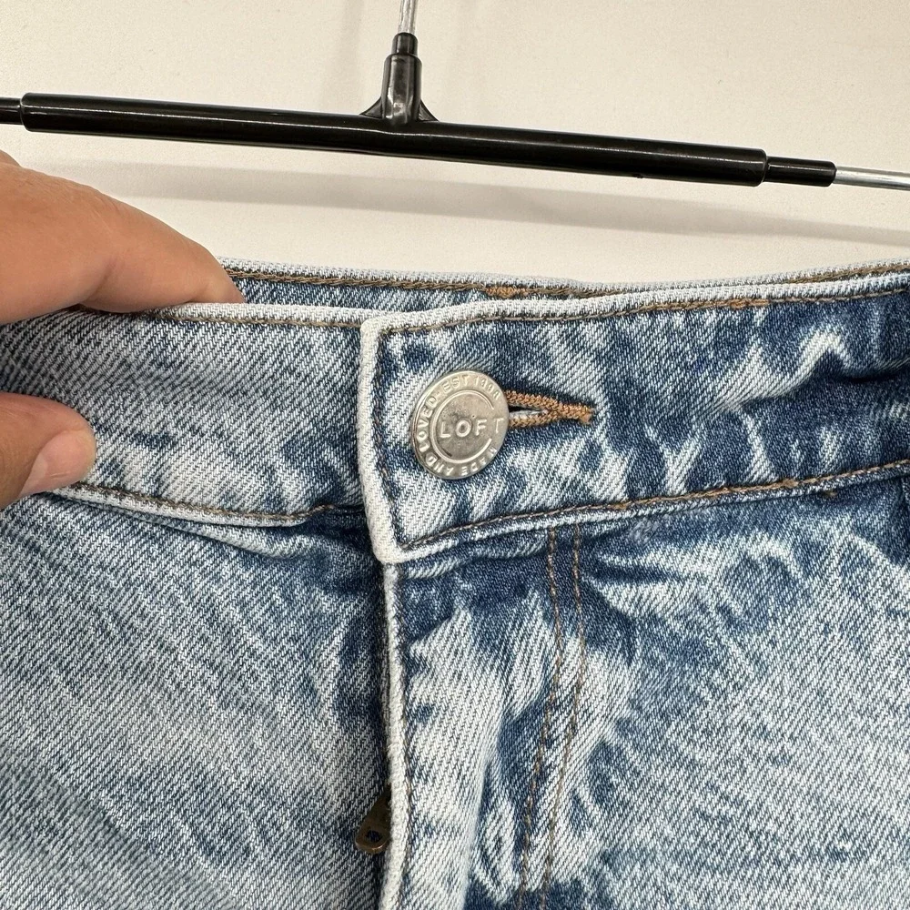 LOFT 30/10 Denim Cut Off Shorts Womens Light Blue High‎ Rise Distressed Raw Hem